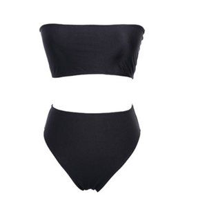 Pudcoco Women's Strapless Bandeau Top Bikini Set